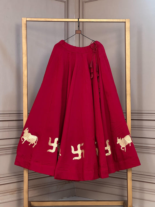Navaratri Special Roman Silk Chaniya Skirt