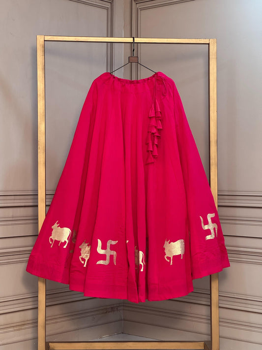 Navaratri Special Roman Silk Chaniya Skirt