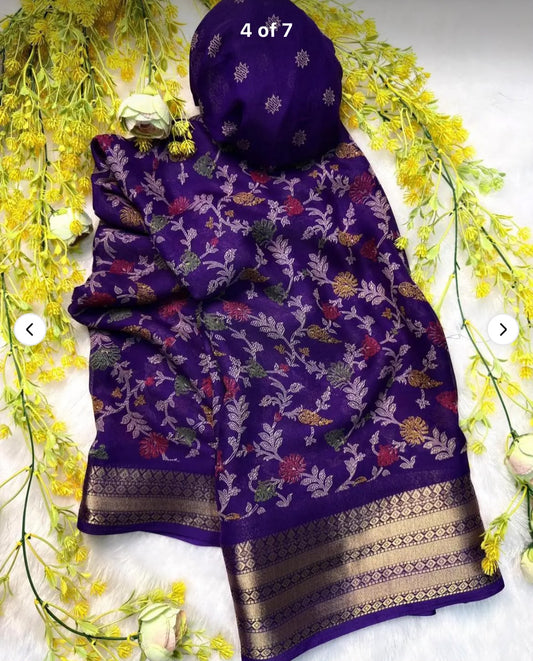 Soft Semi Dola Silk Kalamkari Printed Saree