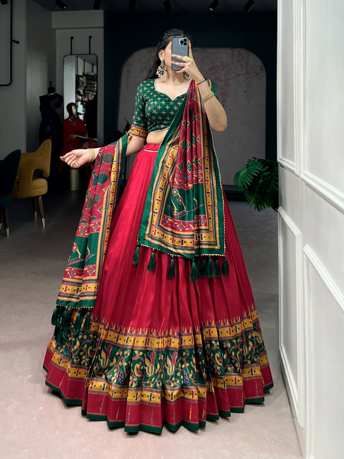 Navaratri Special Tussar Chaniya Choli Lehenga