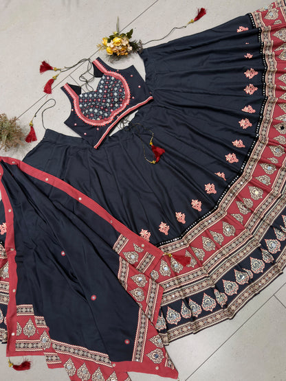 Navaratri Special Rayon Ajrakh Lehenga Set