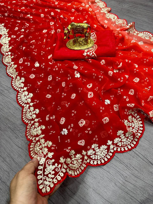 Georgette Bandhini Saree