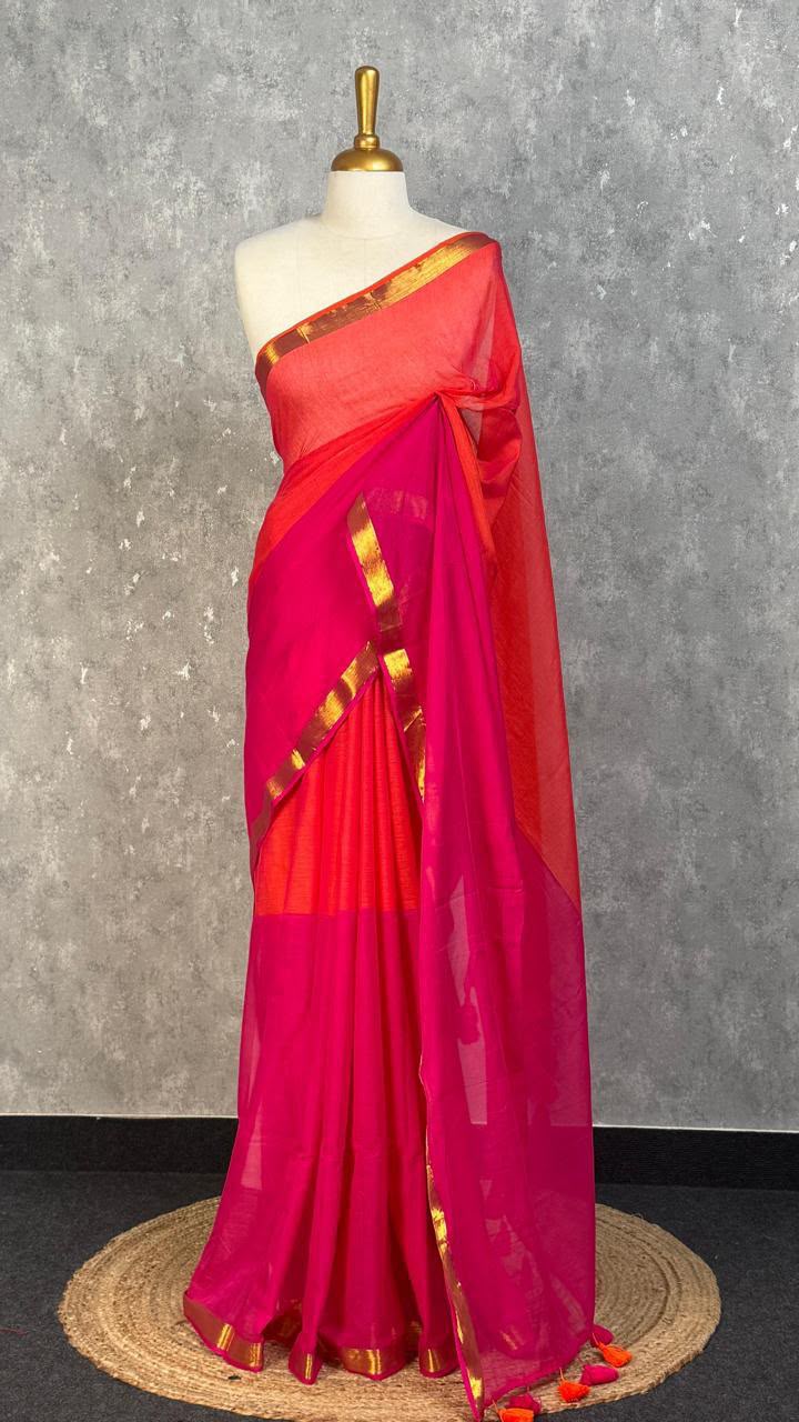 Soft Mul Cotton Double-Shaded Saree