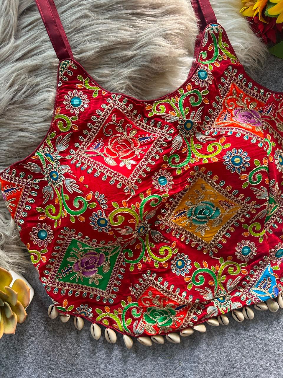 Navaratri Position Thread Embroidered Readymade Blouse