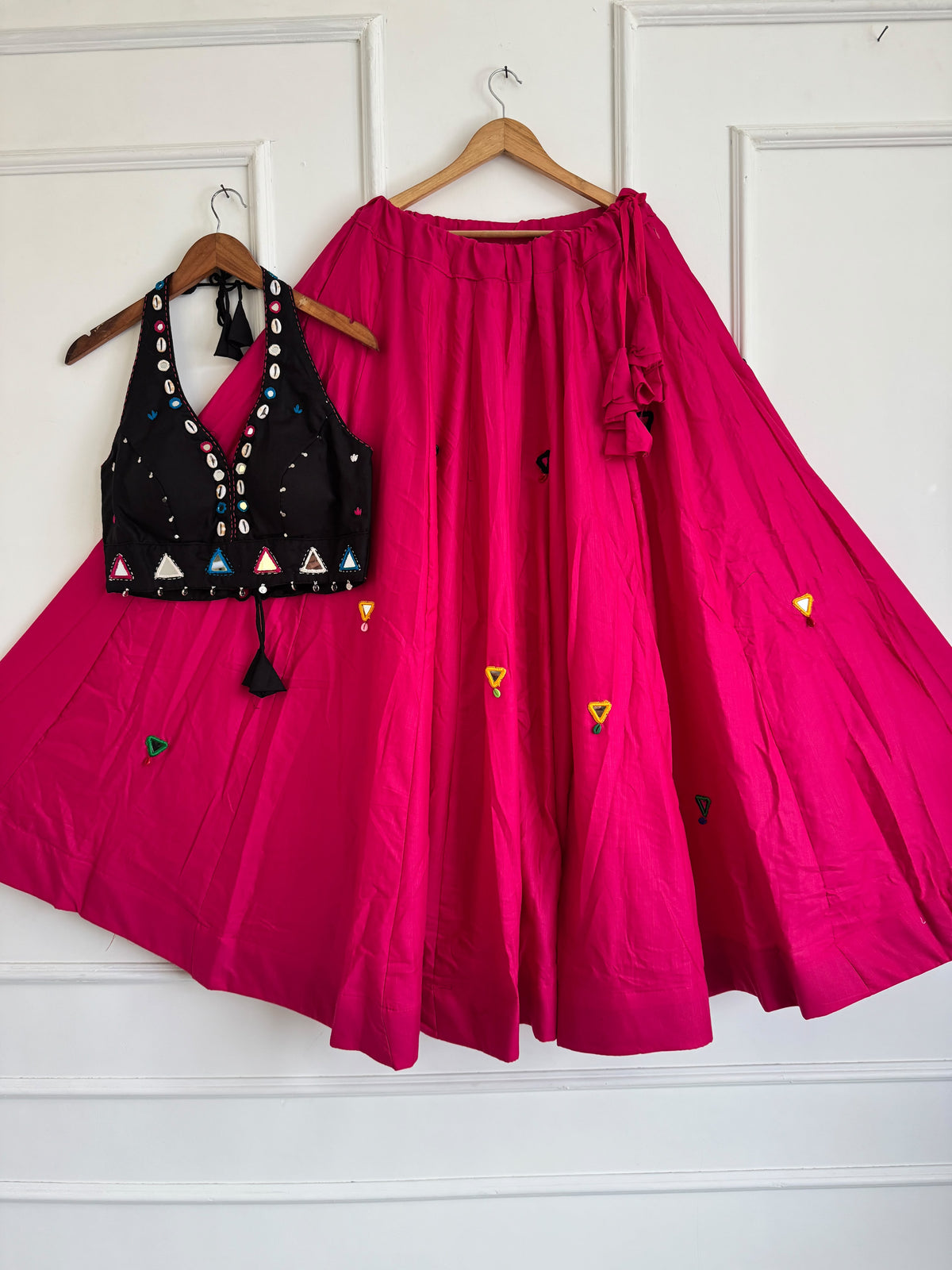 Navaratri Special Rayon Mirror Work Lehenga Set