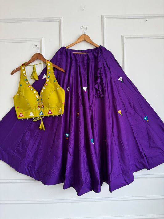 Navaratri Special Rayon Mirror Work Lehenga Set