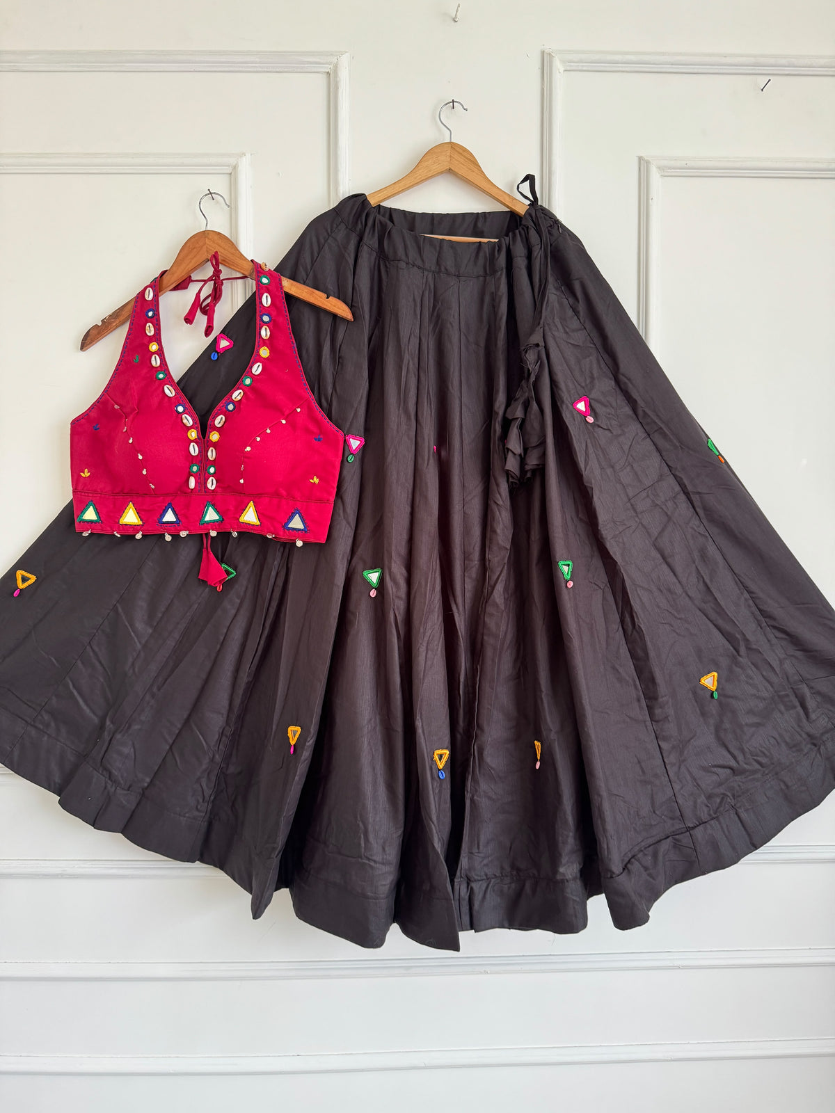 Navaratri Special Rayon Mirror Work Lehenga Set
