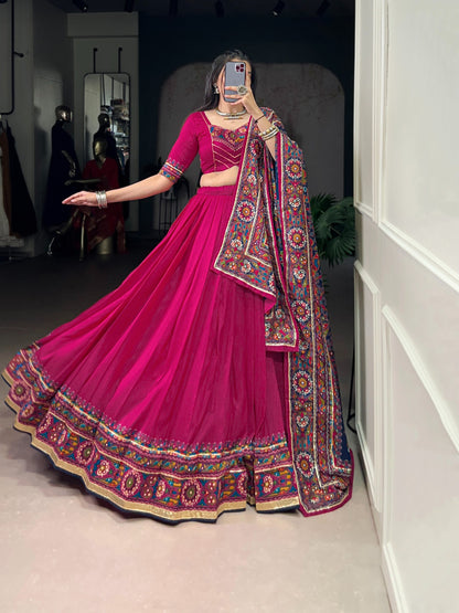 Navaratri Special Tussar Silk Gamthi Print Chaniya Choli Set
