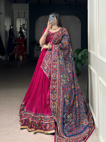 Navaratri Special Tussar Silk Gamthi Print Chaniya Choli Set