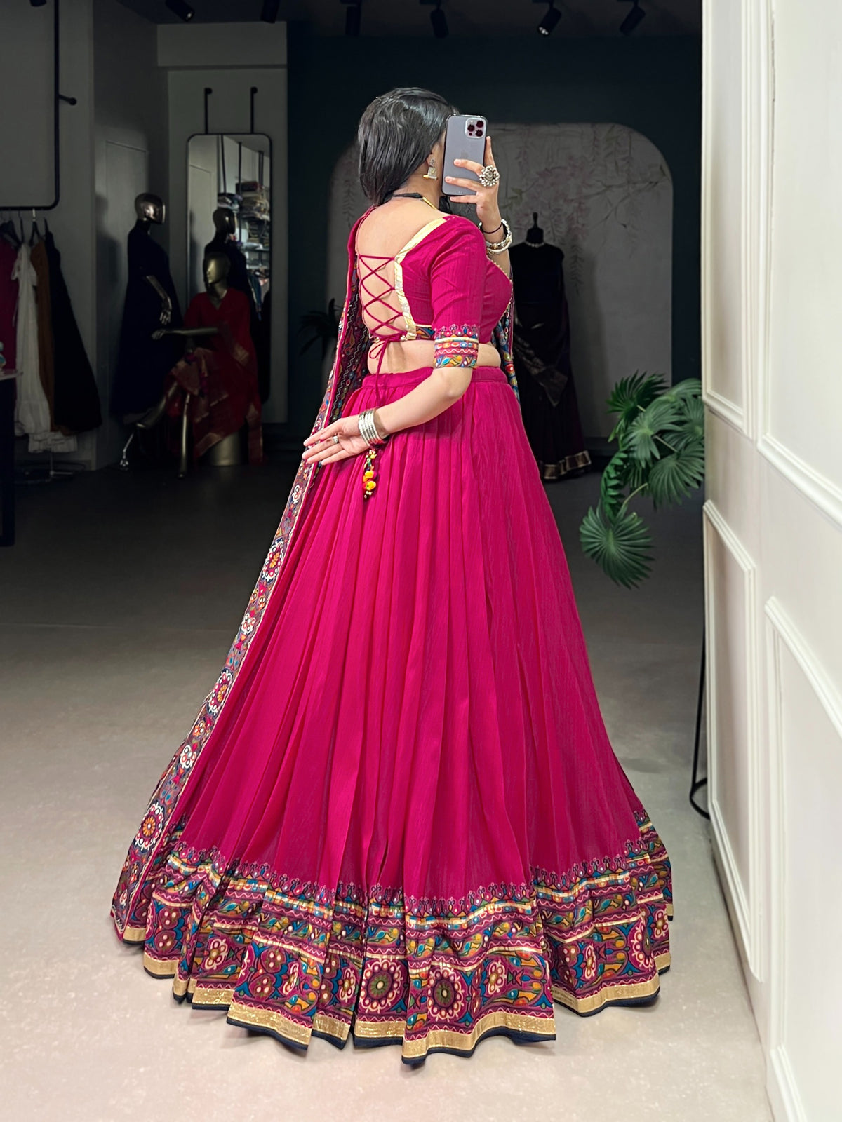Navaratri Special Tussar Silk Gamthi Print Chaniya Choli Set