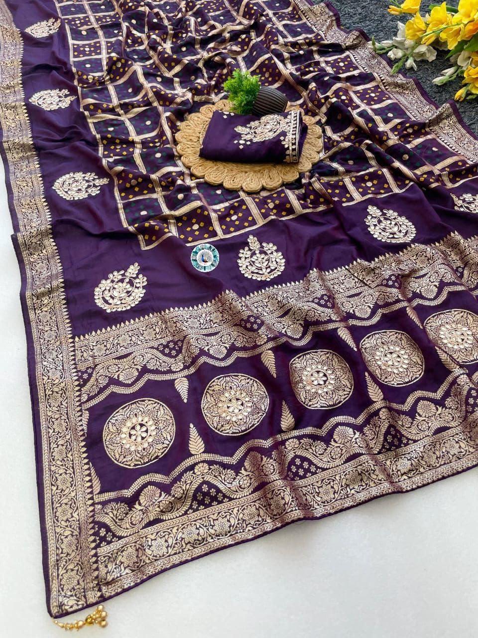 Dola Silk Weaving Saree with Gotta Work Blouse