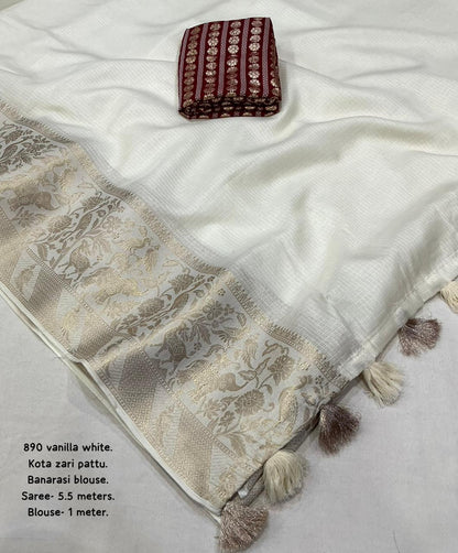 Festive Navaratri & Diwali Banarasi Kota Silk Weaving Saree