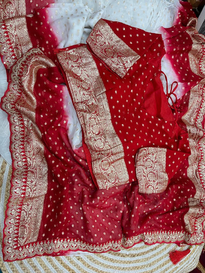 Georgette Viscose Banarasi Saree with Sequin & Cording Embroidery