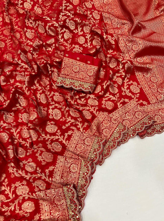 Durga Puja & Diwali Banarasi Dola Viscose Silk Weaving Saree