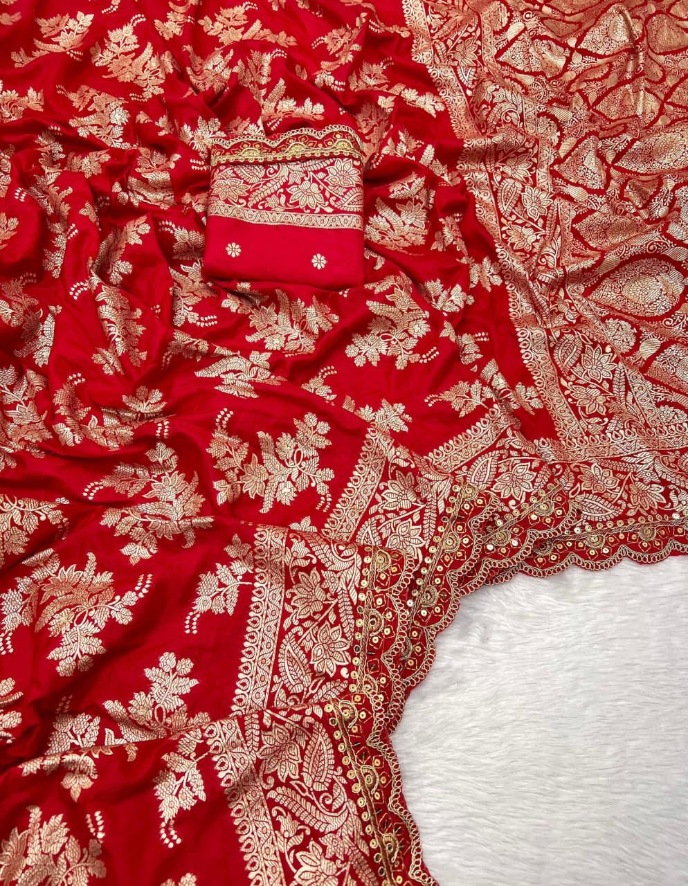 Durga Puja & Diwali Banarasi Dola Viscose Silk Weaving Saree