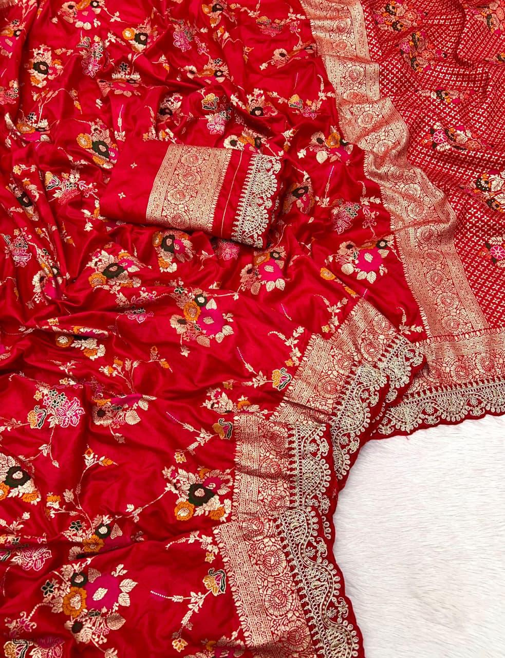 Durga Puja & Diwali Banarasi Dola Viscose Silk Weaving Saree