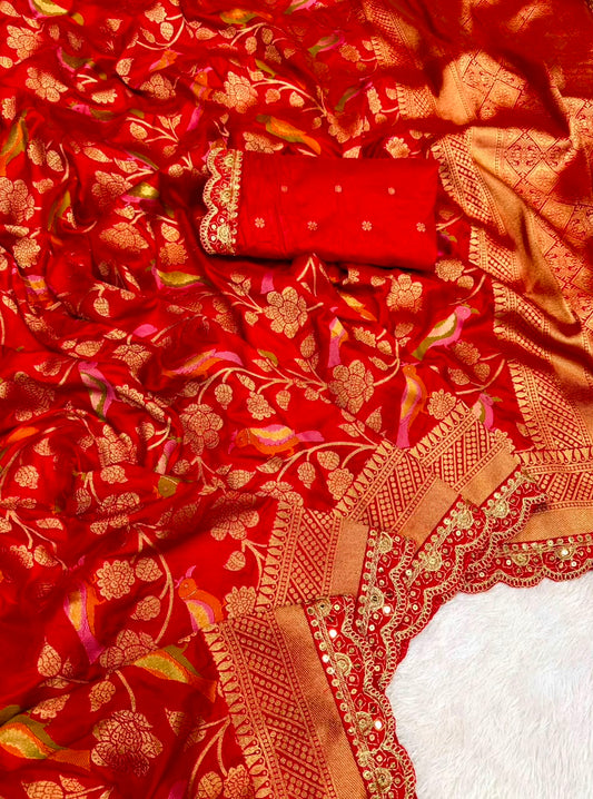 Durga Puja & Diwali Banarasi Dola Viscose Silk Weaving Saree