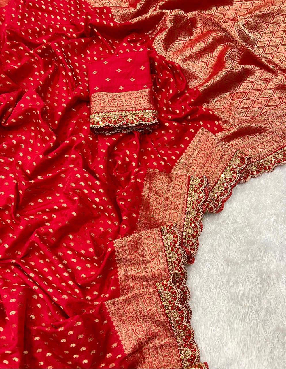 Durga Puja & Diwali Banarasi Dola Viscose Silk Weaving Saree