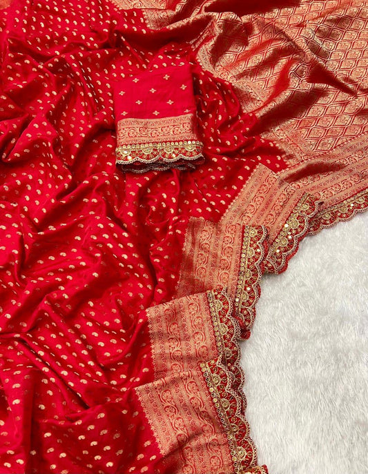 Durga Puja & Diwali Banarasi Dola Viscose Silk Weaving Saree