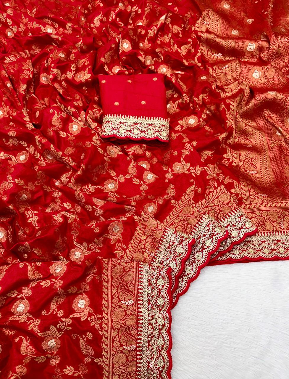 Durga Puja & Diwali Banarasi Dola Viscose Silk Weaving Saree