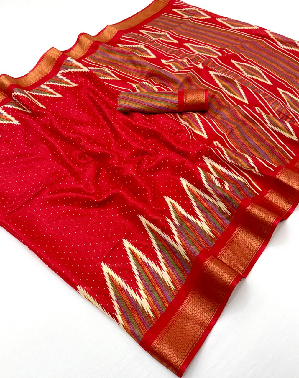 Semi Dola Silk Lehriya Saree with Jacquard Weaving Borders