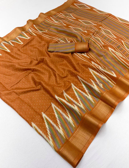 Semi Dola Silk Lehriya Saree with Jacquard Weaving Borders
