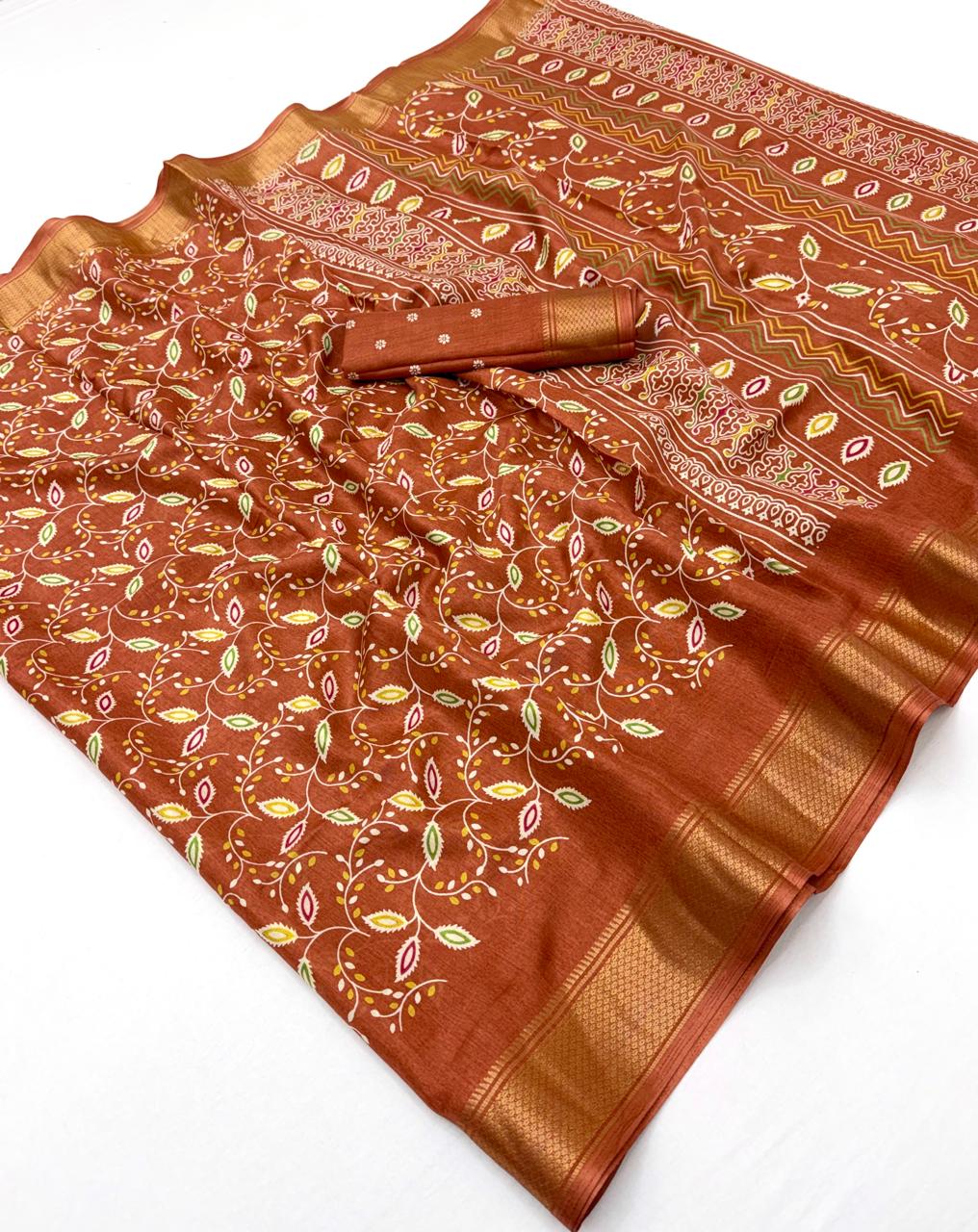 Semi Dola Silk Lehriya Saree with Jacquard Weaving Borders