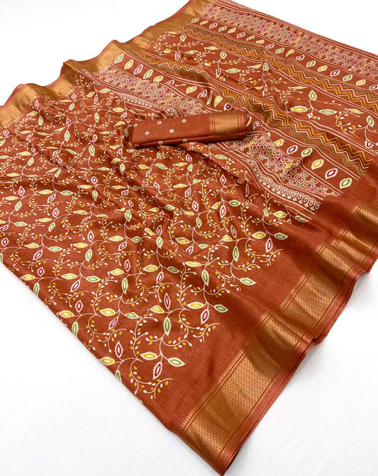 Semi Dola Silk Lehriya Saree with Jacquard Weaving Borders