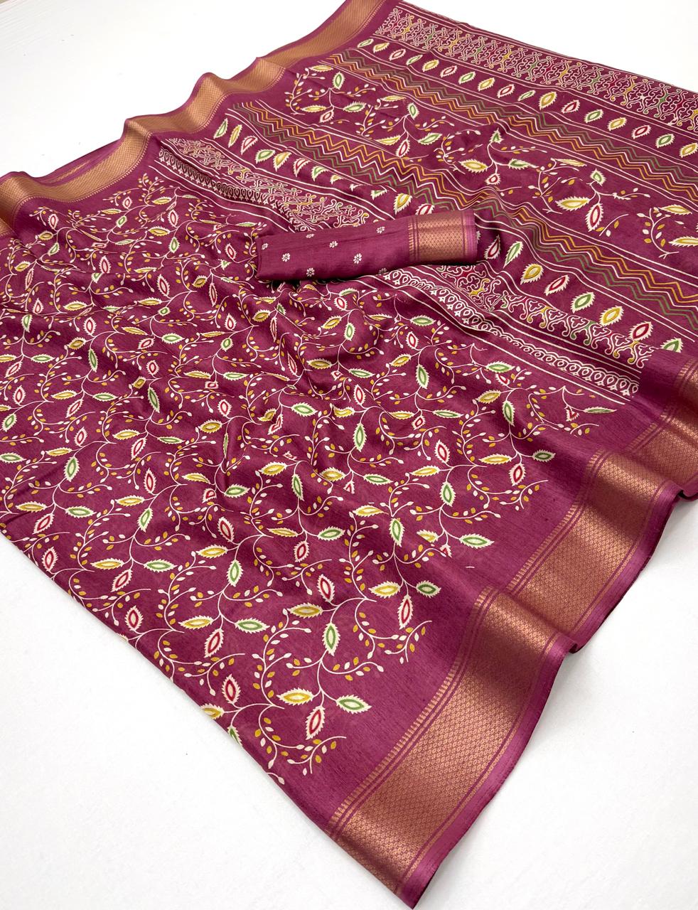 Semi Dola Silk Lehriya Saree with Jacquard Weaving Borders