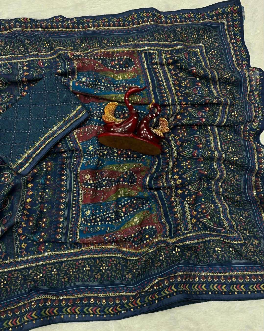 Georgette Saree with Machine Stone Work