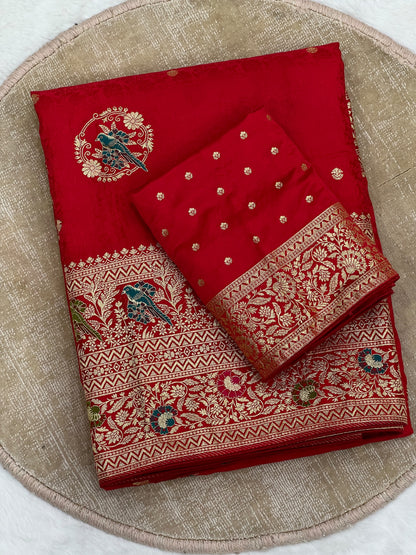Dola Viscose Silk Saree with Meenakari Zari Weaving