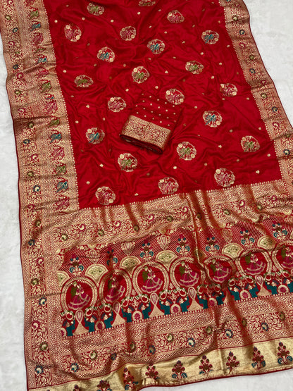 Dola Viscose Silk Saree with Meenakari Zari Weaving