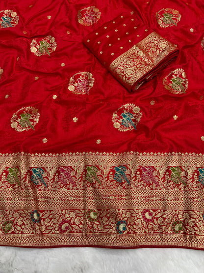 Dola Viscose Silk Saree with Meenakari Zari Weaving