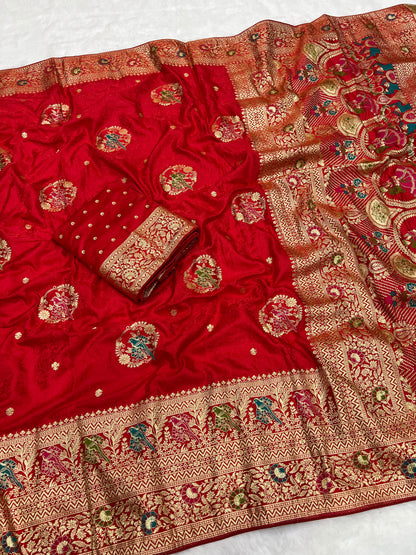 Dola Viscose Silk Saree with Meenakari Zari Weaving