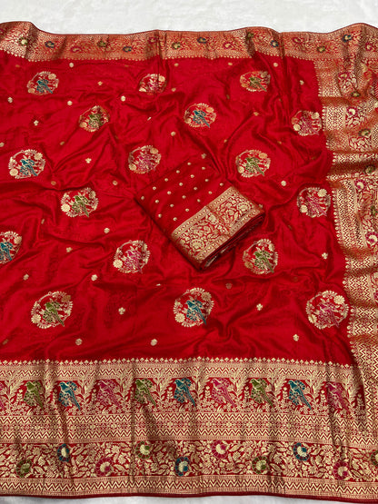 Dola Viscose Silk Saree with Meenakari Zari Weaving