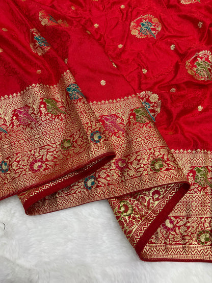 Dola Viscose Silk Saree with Meenakari Zari Weaving