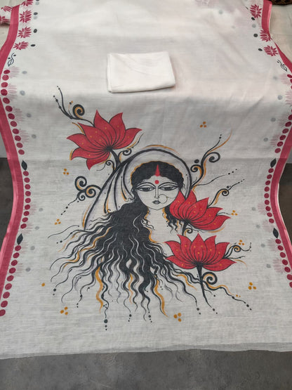 Durga Puja Special Linen Slub Cotton Saree