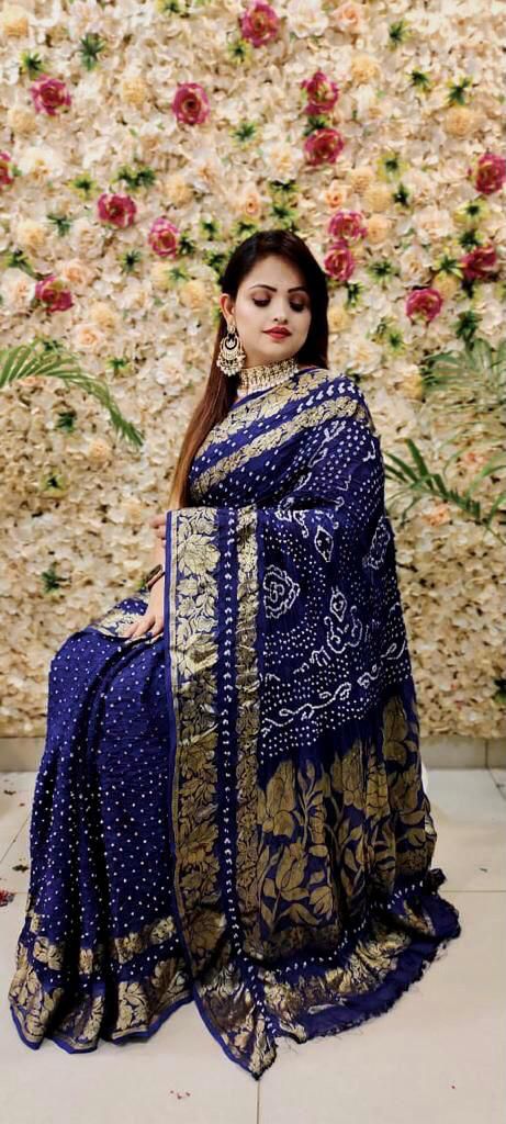 Karwa Chauth, Diwali & Puja Special Artsilk Bandhini Saree