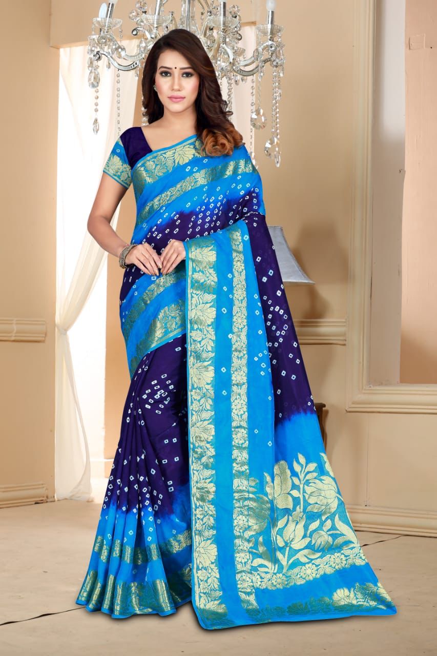 Karwa Chauth, Diwali & Puja Special Artsilk Bandhini Saree