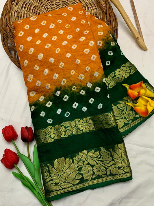 Karwa Chauth, Diwali & Puja Special Artsilk Bandhini Saree