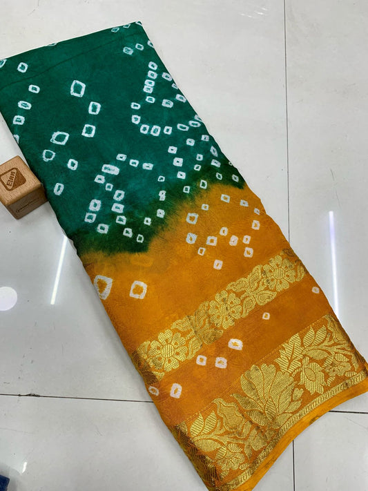 Karwa Chauth, Diwali & Puja Special Artsilk Bandhini Saree