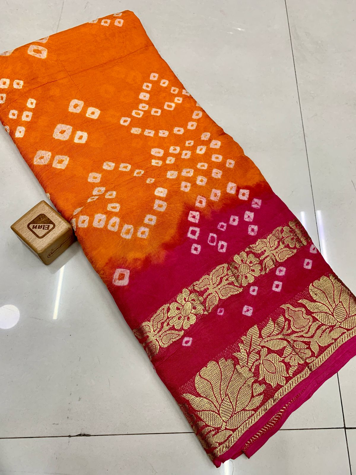 Karwa Chauth, Diwali & Puja Special Artsilk Bandhini Saree