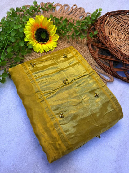 Gajji Silk Gunguru Saree with Lagdi Patta & Rich Pallu