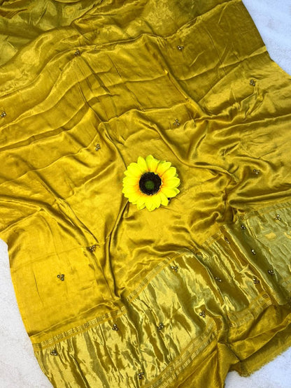 Gajji Silk Gunguru Saree with Lagdi Patta & Rich Pallu