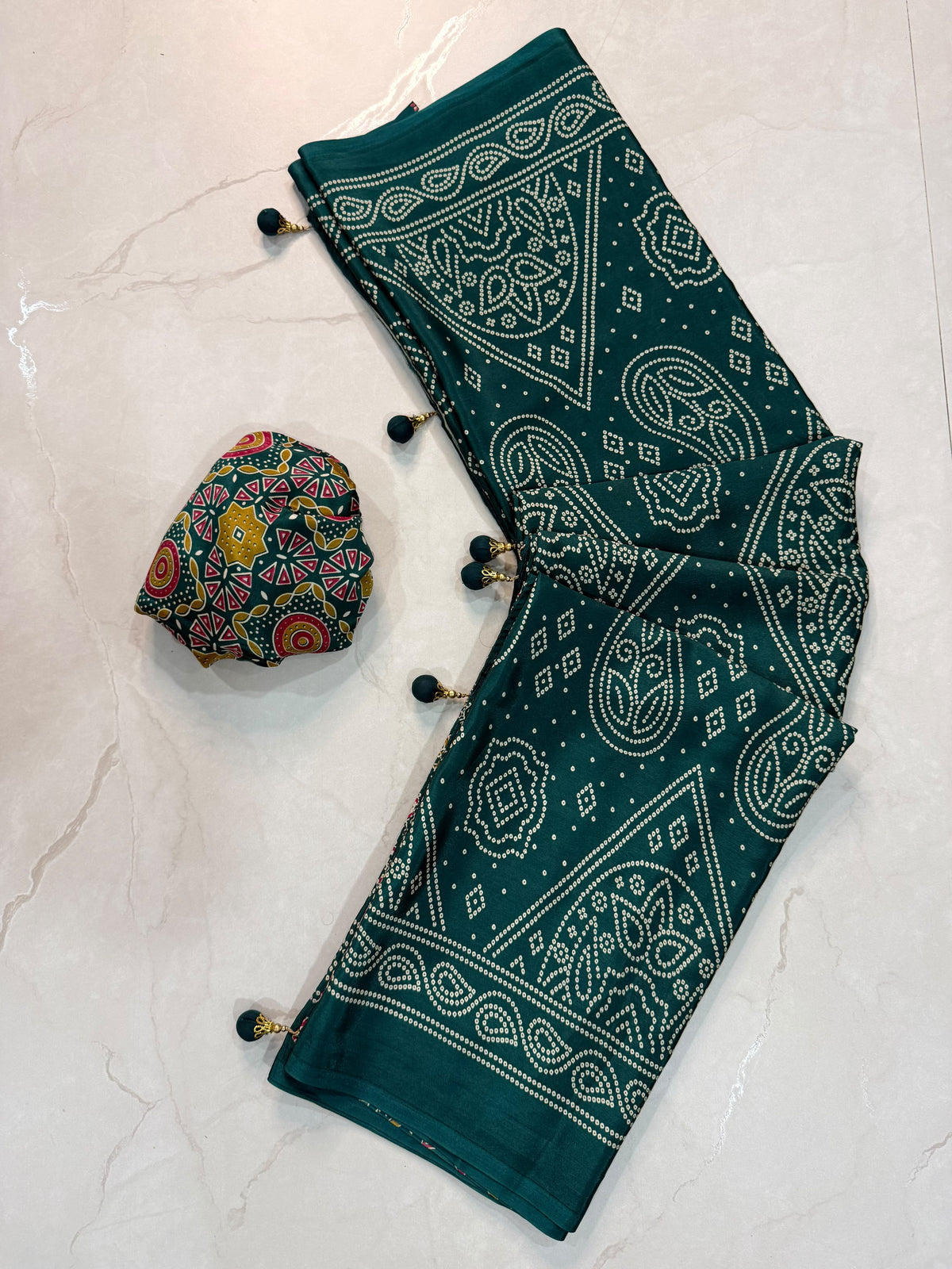 Ajrakh Semi Modal Silk Saree