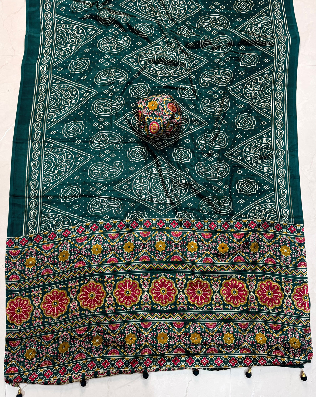 Ajrakh Semi Modal Silk Saree