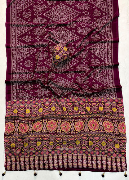 Ajrakh Semi Modal Silk Saree
