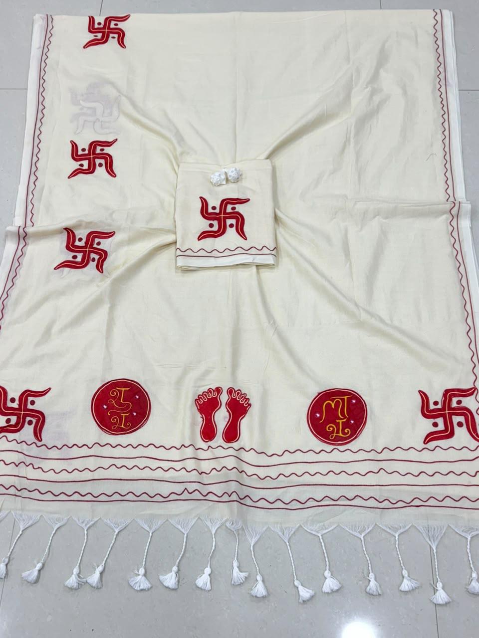 Cotton Handloom Saree with Aari Embroidery