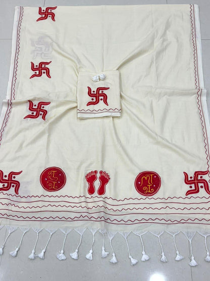 Cotton Handloom Saree with Aari Embroidery