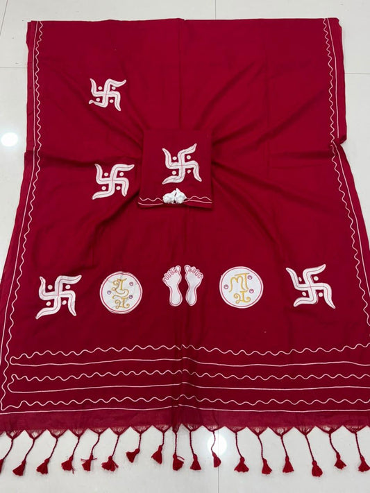 Cotton Handloom Saree with Aari Embroidery